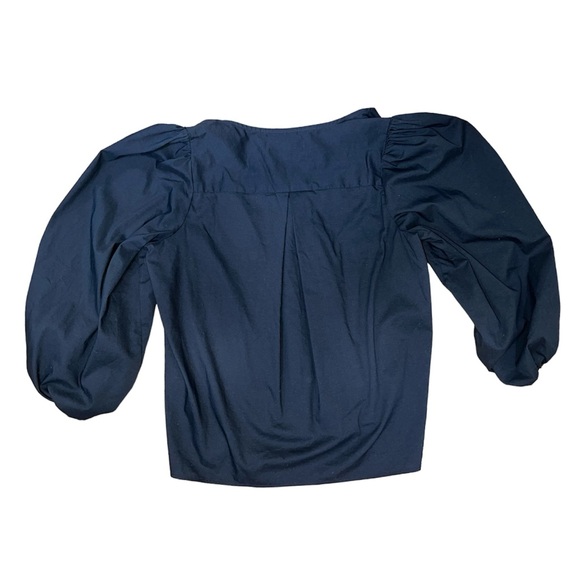 New Banana Republic POPLIN PUFF-SLEEVE BLOUSE size Small BLACK - Picture 4 of 6